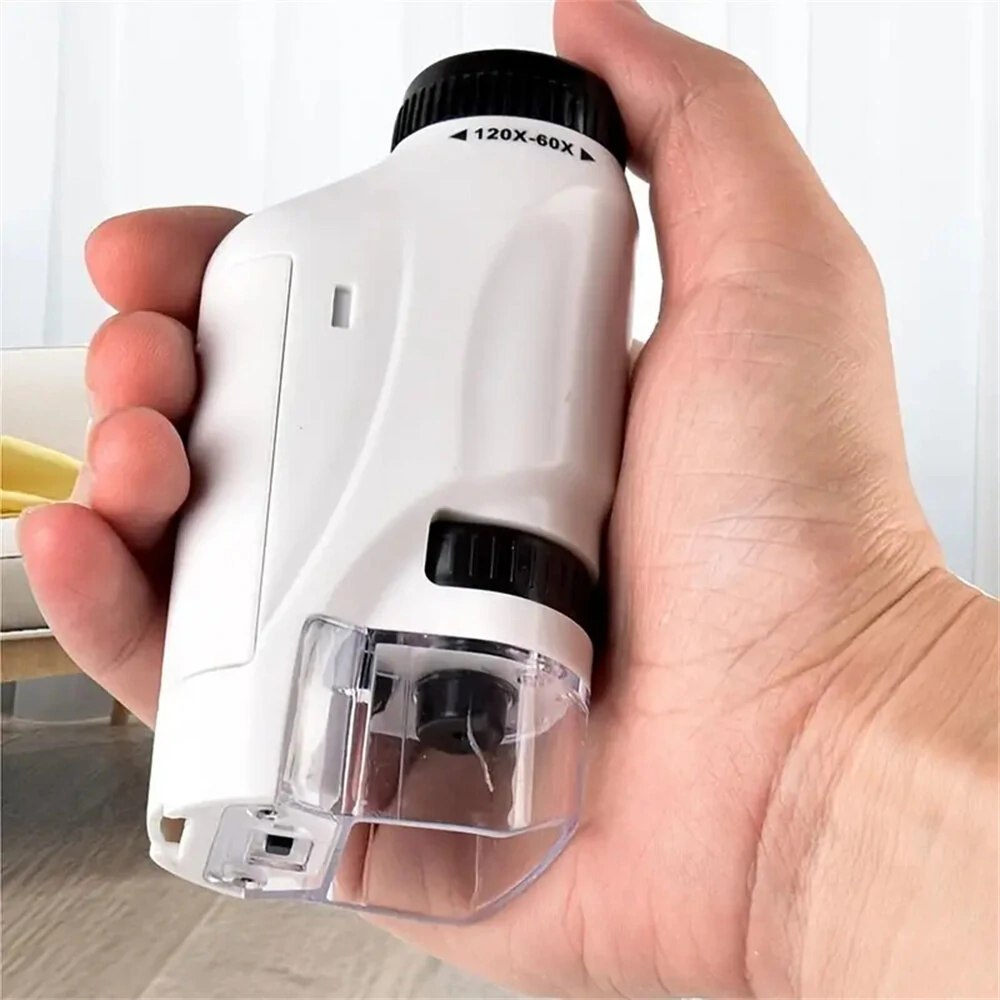 Mini Microscope Handheld 60X-120X Magnification with LED Light | Portable Science Toy