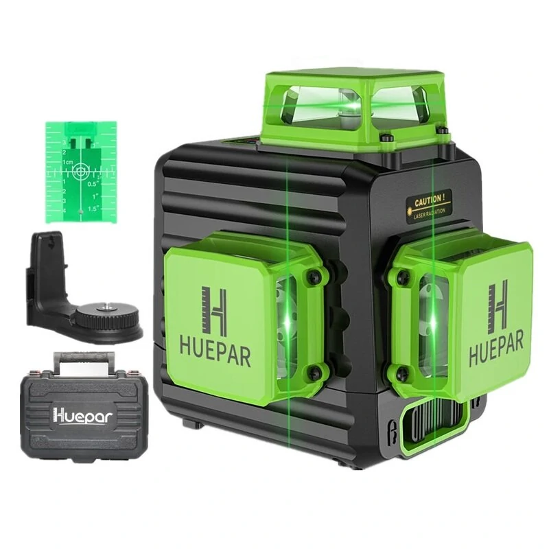 Huepar B03CG 3D Self-Leveling Laser Level | 12 Green Lines | Type-C Charging & Case