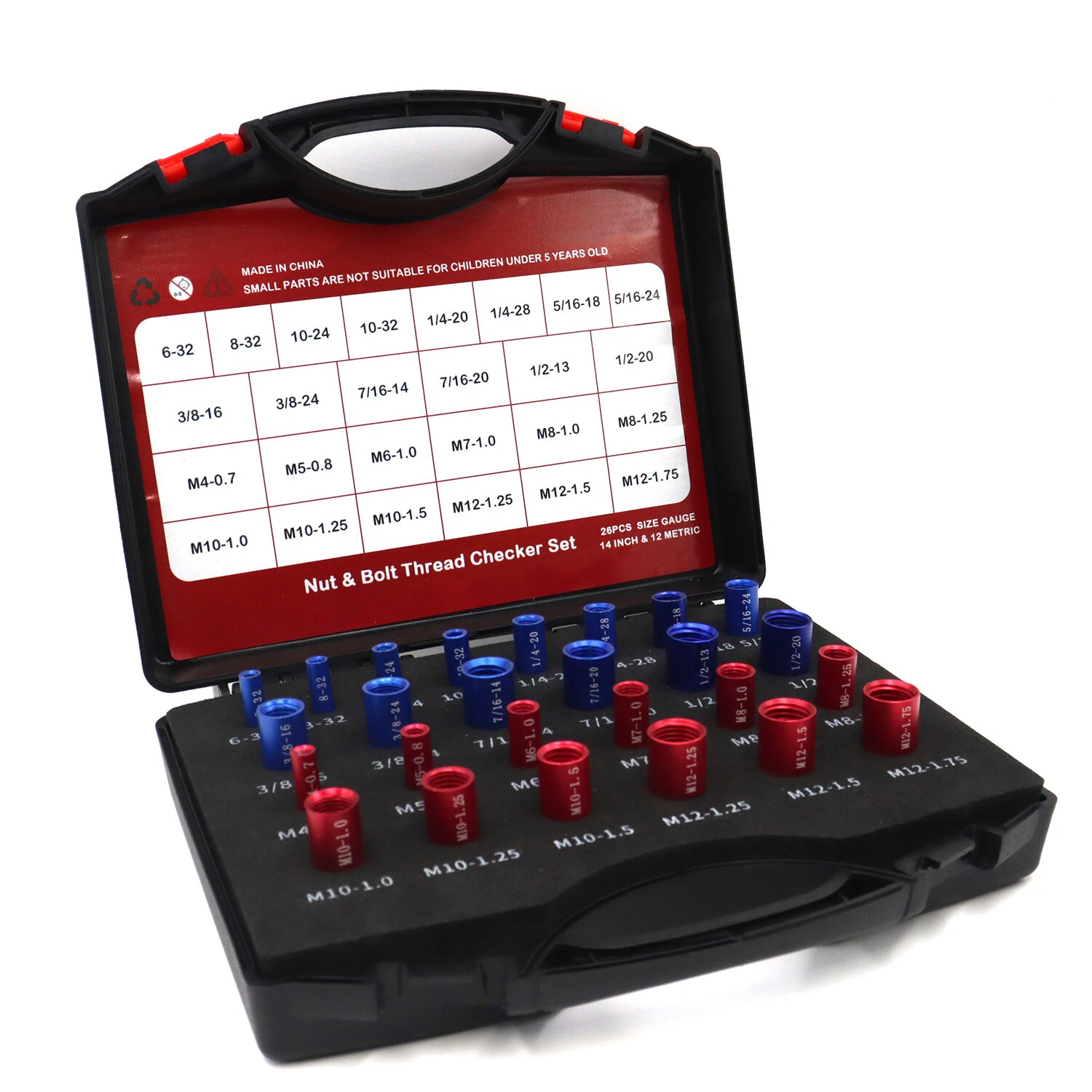 26PCS Nut & Bolt Thread Checker | 14 Inch & 12 Metric Size Gauge | Individually Assembled