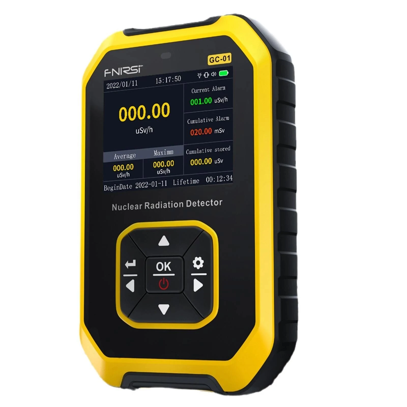 FNIRSI GC01 Geiger Counter - Nuclear Radiation Tester for Food & Marble | Personal Dose Alarm