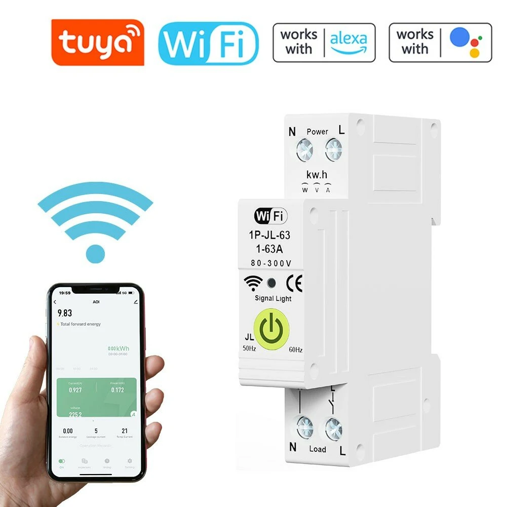 Tuya WiFi Smart Circuit Breaker | Energy Meter with Timing & Voice Control