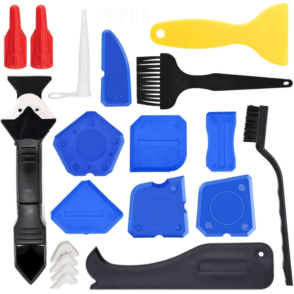 20Pcs Caulking Nozzle Tool Kit - Silicone Sealant Finisher & Grout Scraper
