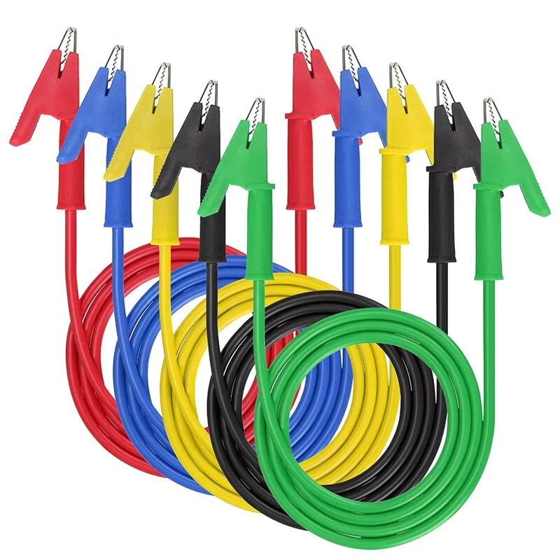 5PCS Alligator Clip Test Leads - Dual Ended Crocodile Clips with Insulated Flexible Copper Wire | Multicolor