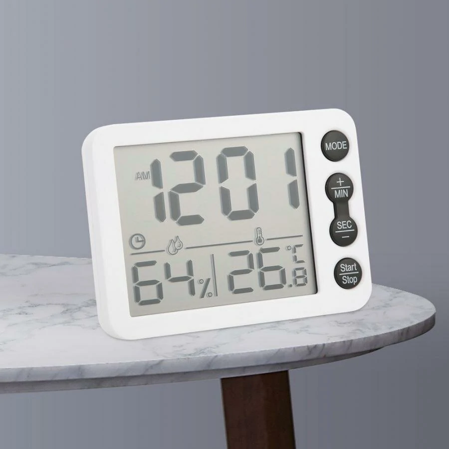 TS-9606 Thermometer Hygrometer - Indoor Temperature Humidity Meter with Alarm Clock