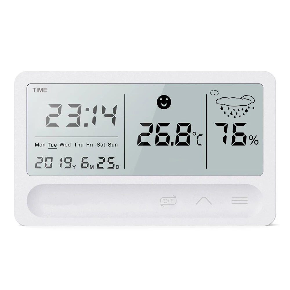 Multifunction Electronic Thermometer Hygrometer - Large LCD Screen | Temperature Humidity Monitor Alarm Clock