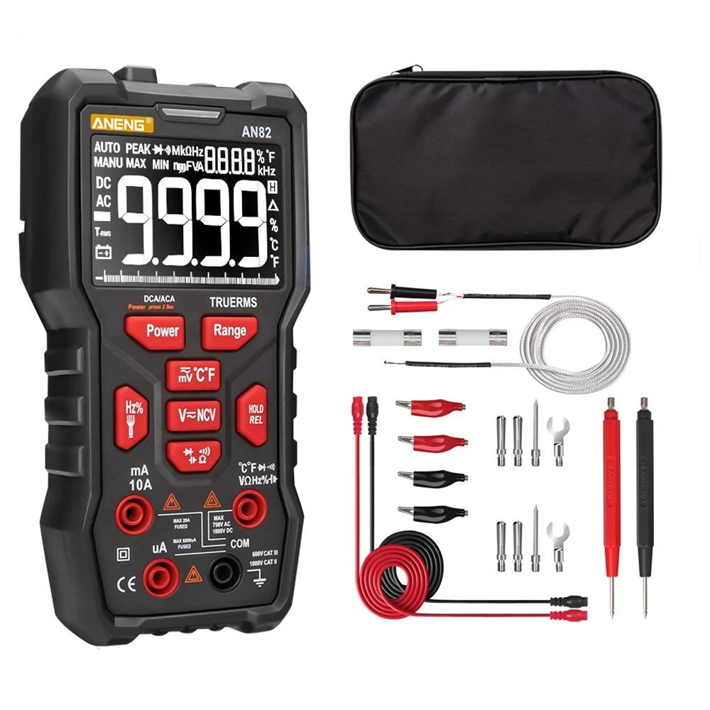 ANENG AN82 Digital Multimeter - True RMS 9999 Count | NCV, Capacitor & Diode Tester
