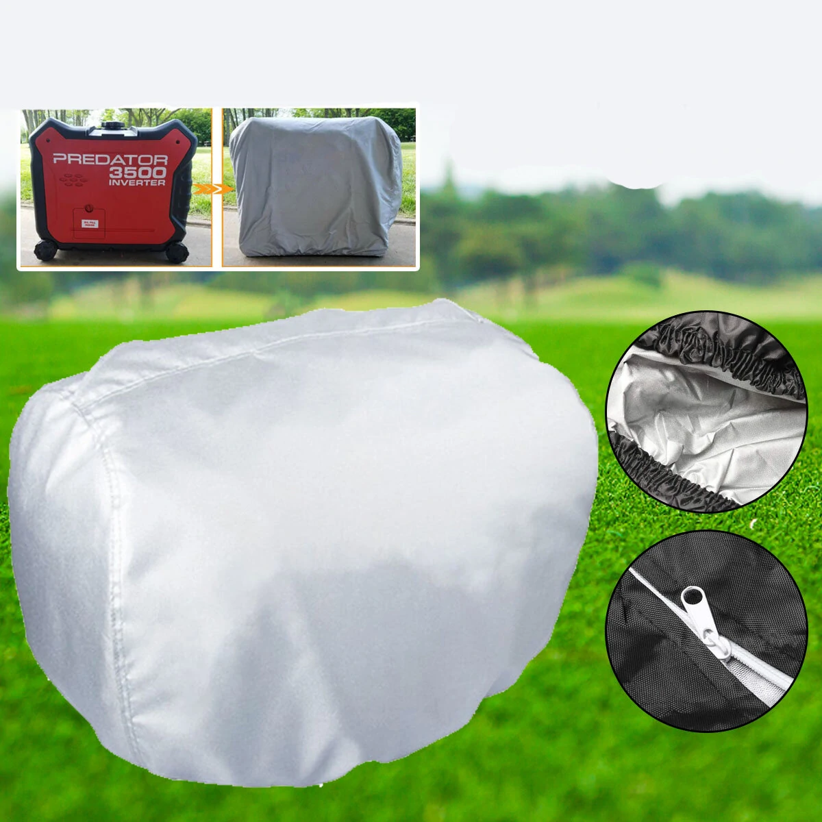 Silver Generator Cover - Engine Dust Cover for Outdoor Generators