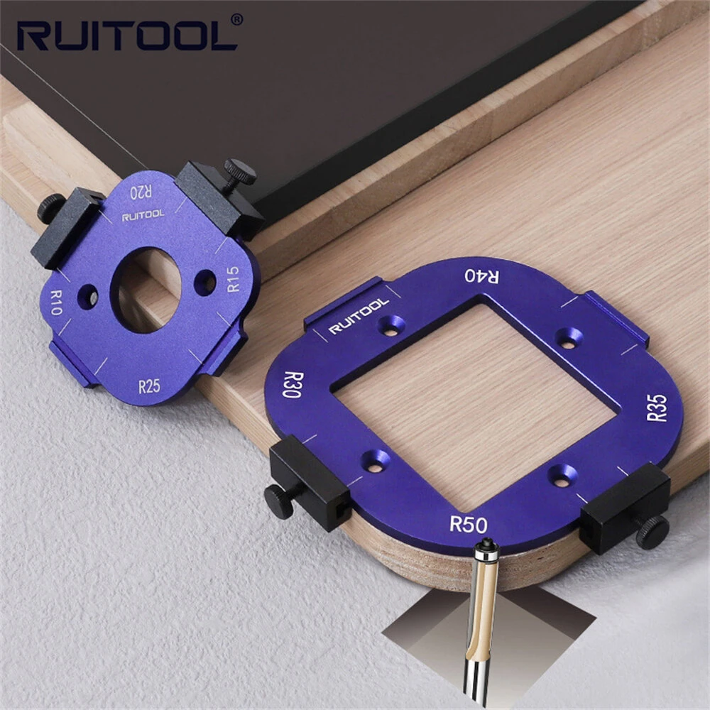 Woodworking Corner Jig - Metal Router Template Guide for Quick Radi Positioning | DIY Frame & Table Edge Shaping
