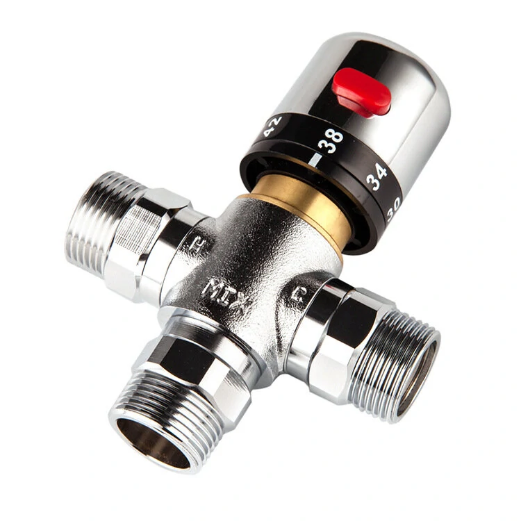Brass Thermostatic Mixing Valve | Anti-Scald Child Lock | DN15 DN20 Hot/Cold Water