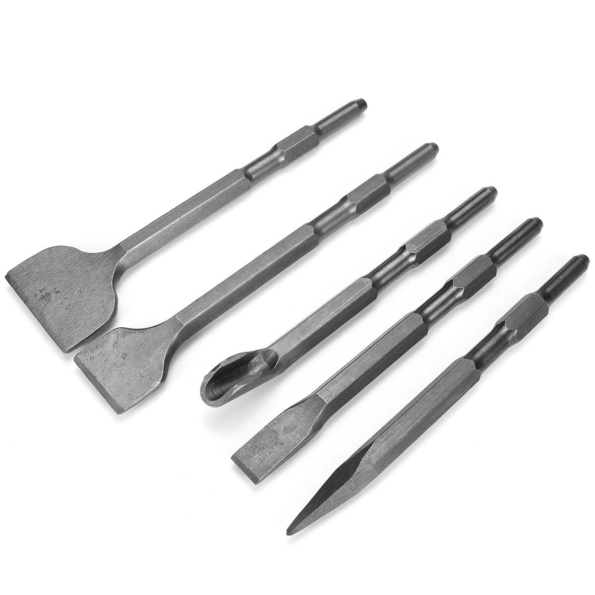 Electric Hammer Chisel Set - Hex Handle with Point Groove Gouge & Flat Chisel