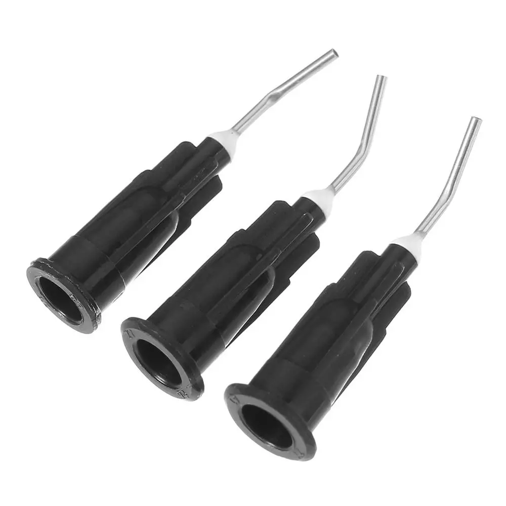 100pcs Black Syringe Needle - 0.88mm Flat Teeth Dental Bent Needle for Acid Inhibitor