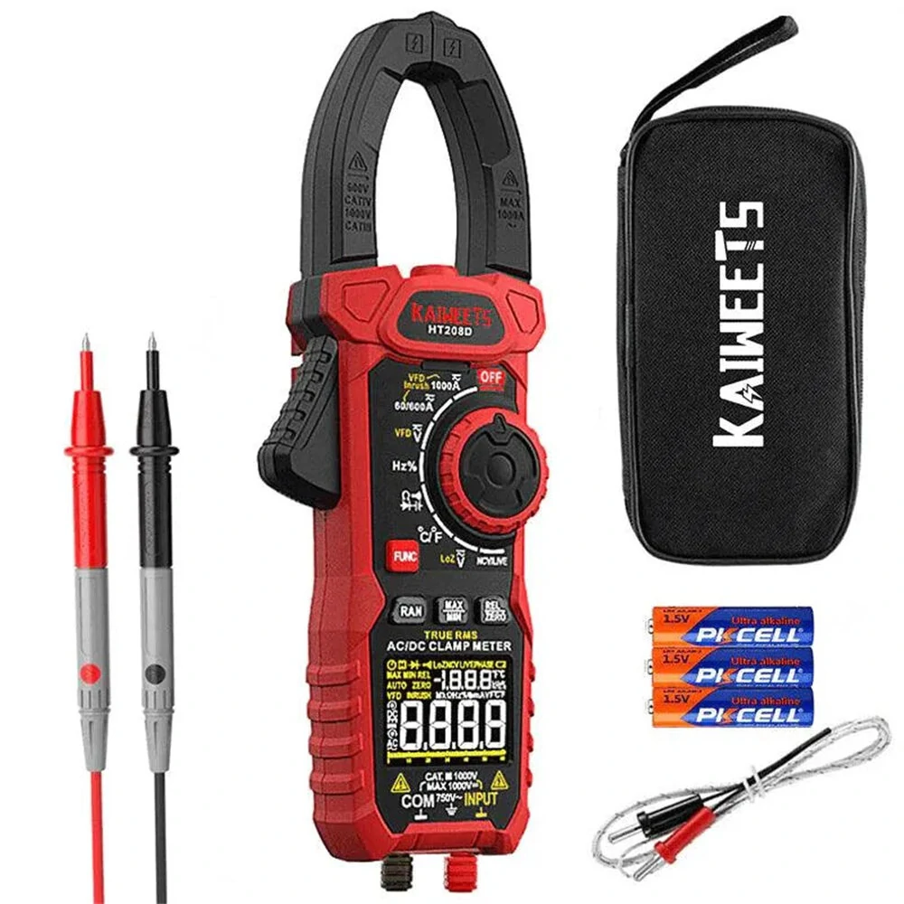 KAIWEETS HT208D True RMS Clamp Meter - 6000 Counts AC/DC 1000V | NCV LED Flashlight