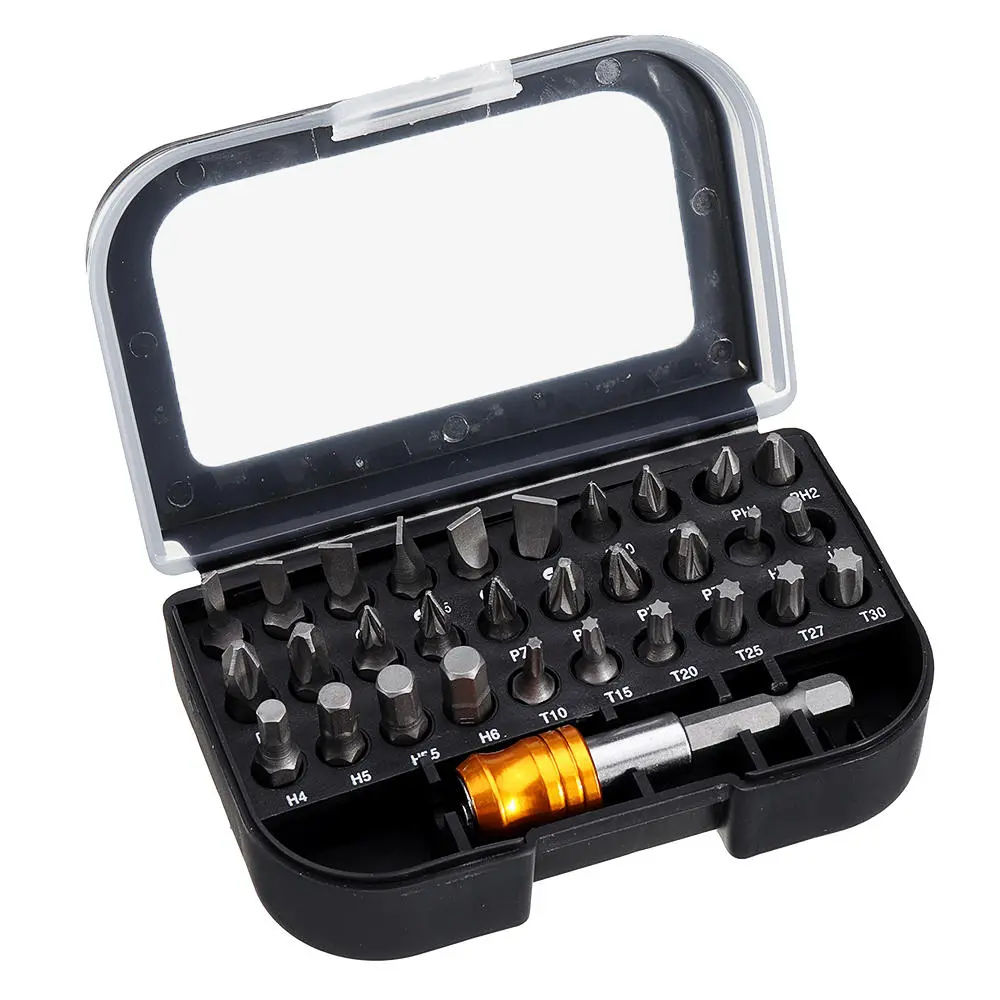 31Pcs Screwdriver Bit Set - Torx, Hex, Slotted, Pozi, Phillips Bits with Quick Release Adapter
