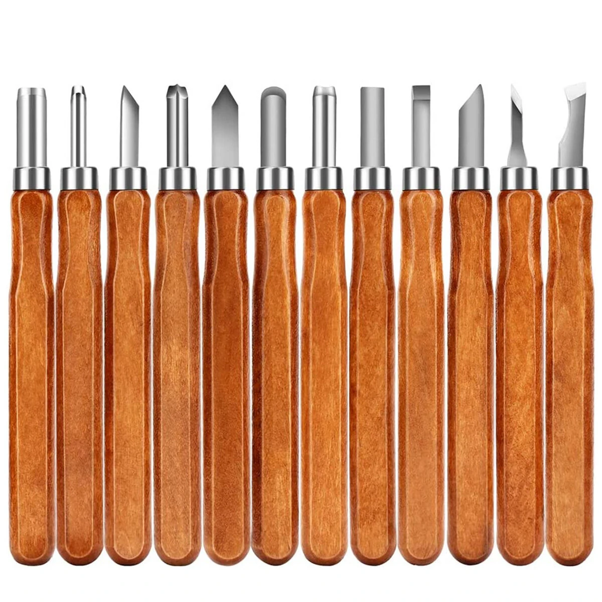 SK2 Carbon Steel Wood Carving Knife Set - 12-Piece Kit with Ergonomic Handles for Sculpting & Whittling