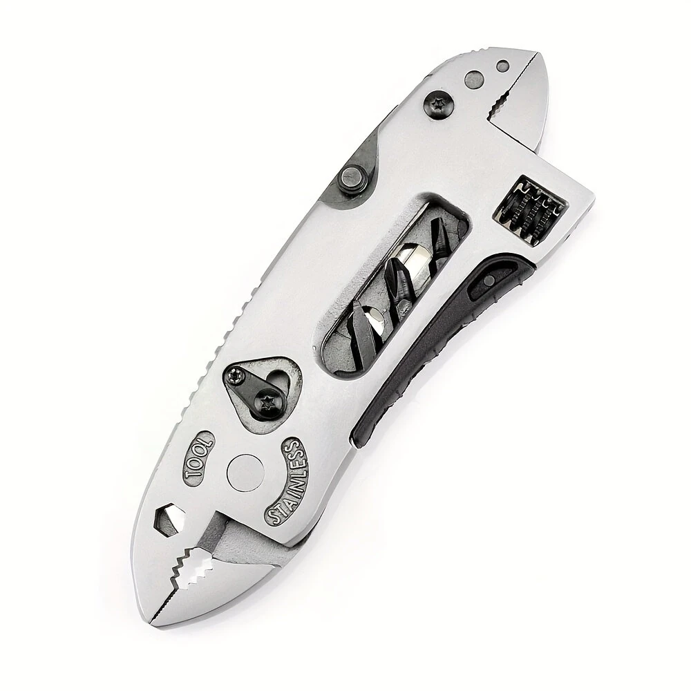 6-in-1 Stainless Steel Multitool - Folding Wrench, Screwdriver & Knife | Camping & Survival Tool