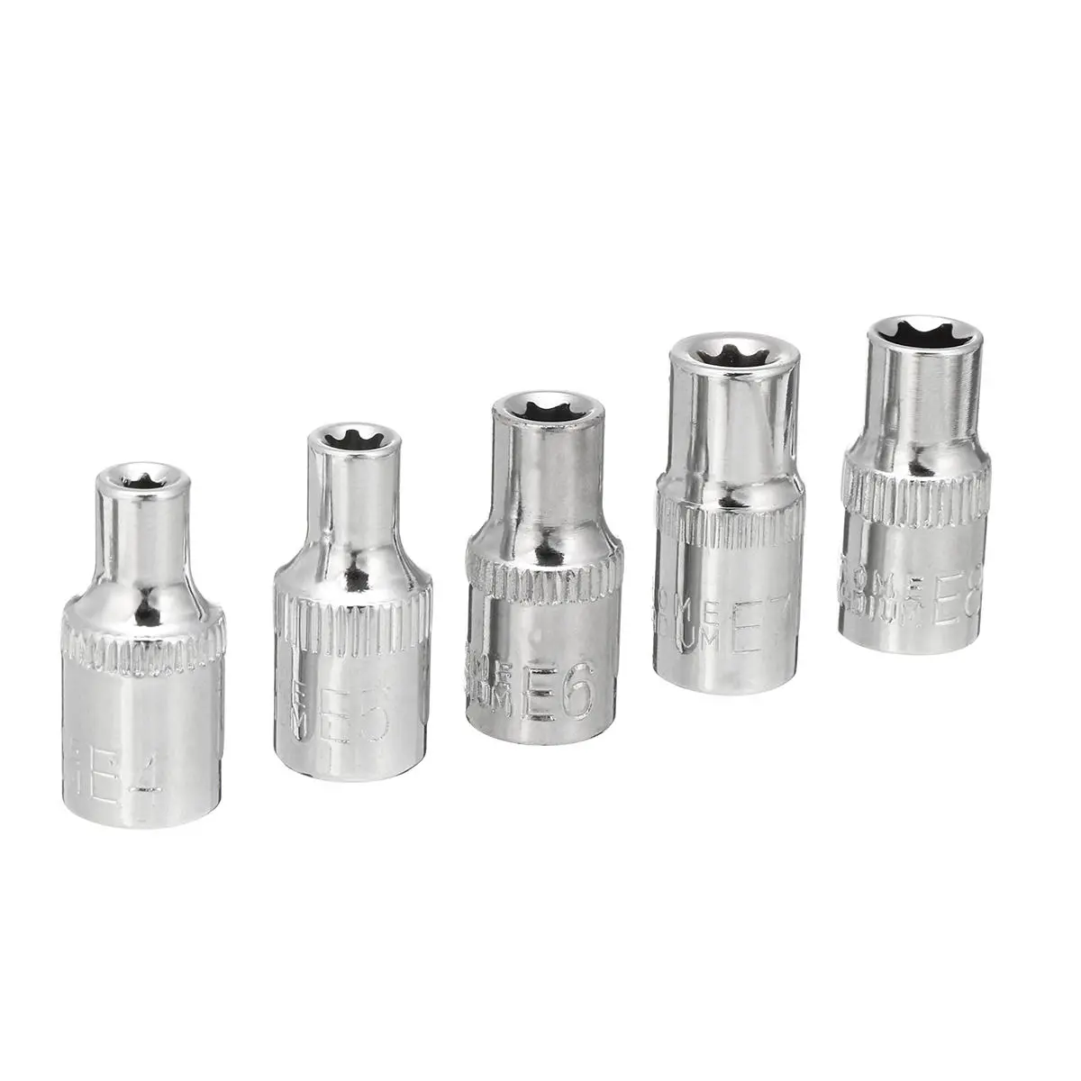 5PCS 1/4 Inch Drive E-Type Socket Wrench Kit | E4-E8 Sleeve Set for Auto Repair