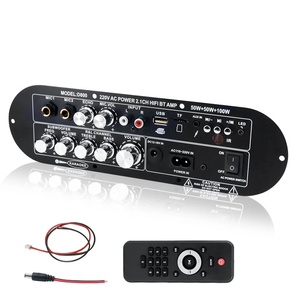 D900 2.1 Channel Bluetooth Amplifier Board - 50W Subwoofer 100W HiFi | AUX USB TF