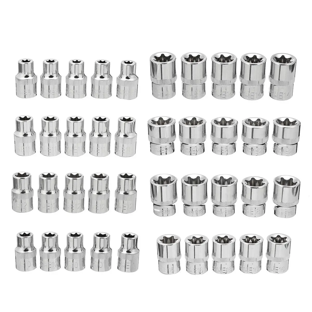 E Star 3/8 Inch Driver Socket Set - 5pcs Wrench Sockets for Metalworking