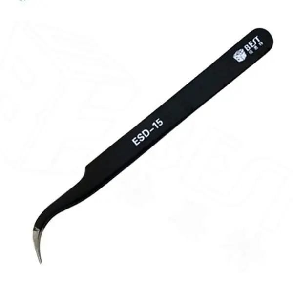 BEST BST-ESD-15 Curved Tweezer - Stainless Steel - High Quality Precision