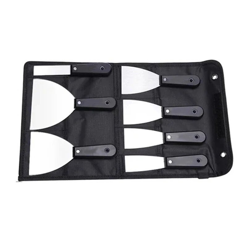 Carbon Steel Putty Knife Set - 7 Sizes Flexible Scraper Kit with Storage Bag