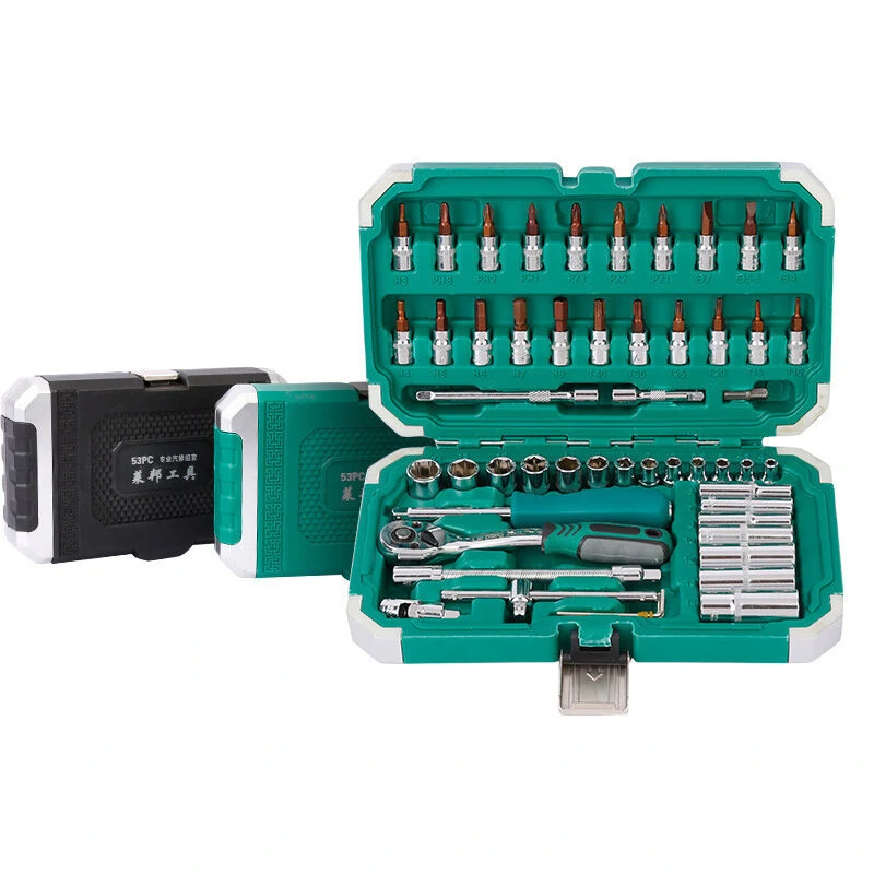 53PCS Car Repair Tool Set - Ratchet Wrench & Socket Kit | Auto Tool Box