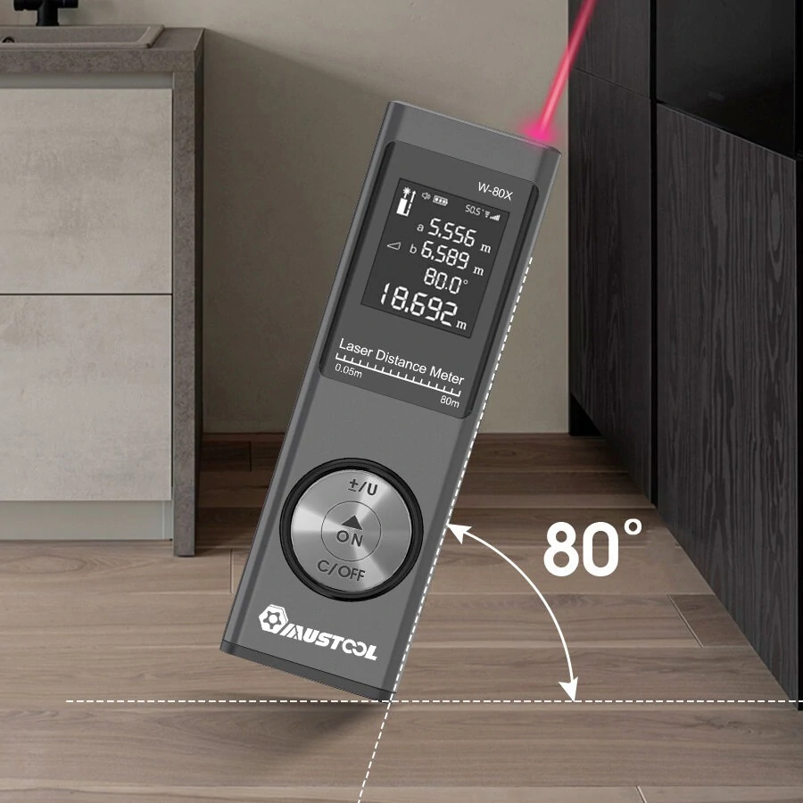 MUSTOOL 80m Digital Laser Rangefinder | Electronic Angle Sensor & USB Charging