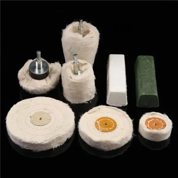 8pcs Polishing Kit - Dome Goblet Cylinder Mop Buffing Wheels & Compound | Metal Polishing Tools