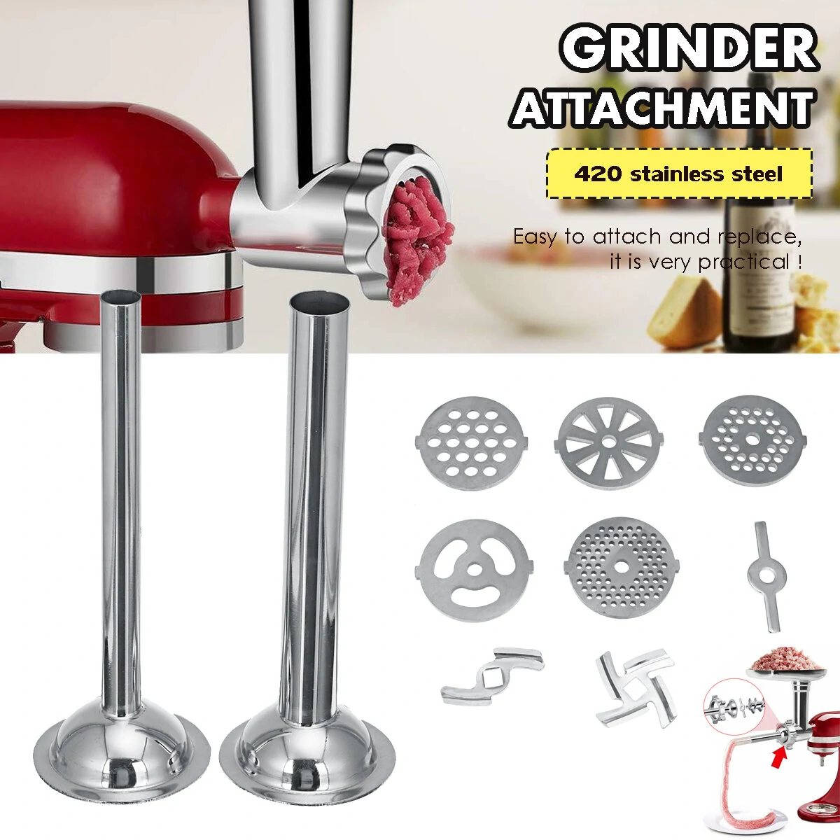 KitchenAid Food Grinder & Sausage Stuffer Attachment for Stand Mixers | 3-Piece