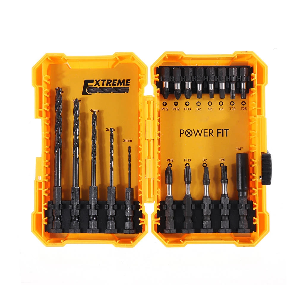 Drillpro 18PCS Screwdriver Drill Bit Set | 5PCS Twist Bits 2-6mm | 12PCS Phillips Torx Square Bits