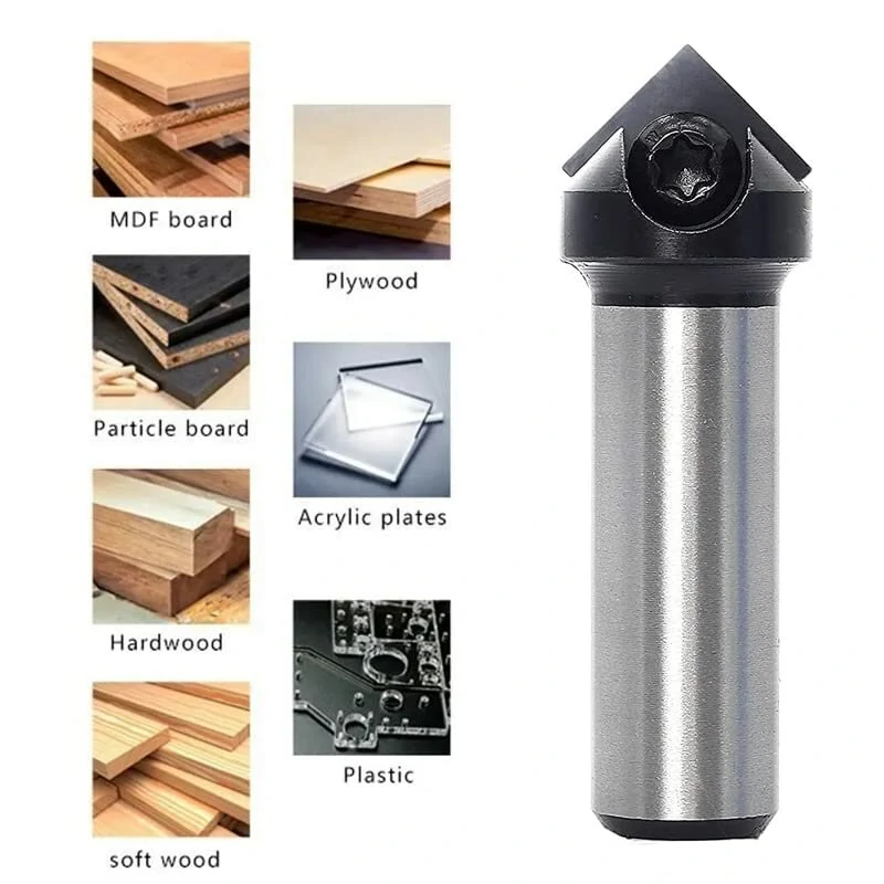 Insert Style Carbide Spoilboard V-Groove 90° Router Bit | 1/4 Shank Single Flute End Mill
