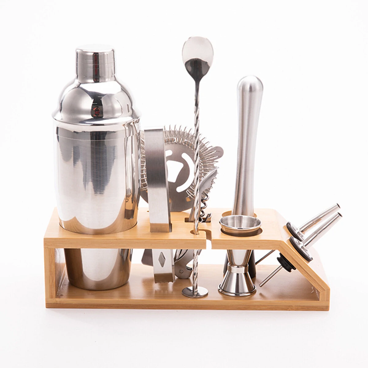 Boston Cocktail Shaker Set - 10pcs Stainless Steel Bar Tools with Mixer & Base