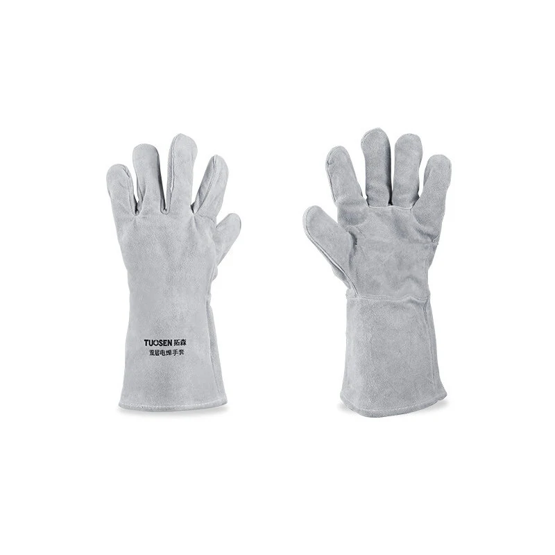 Double-Layer Leather Welding Gloves - 14 Inch Anti-Scald Repair Tools