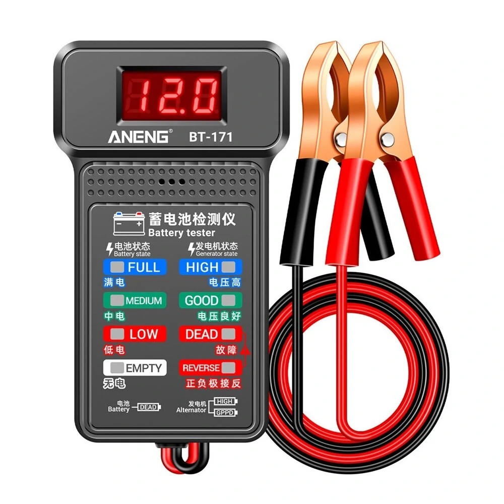 ANENG BT-171 12V Battery Tester - LCD Digital Analyzer for Car Charging & Cranking System