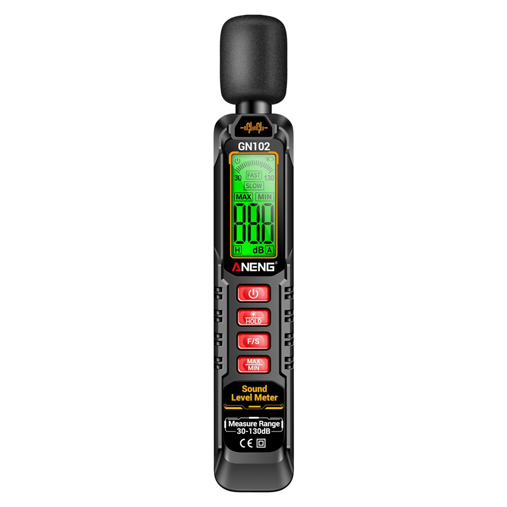 ANENG GN102 Digital Sound Level Meter - 30-130dB Range, LCD Backlit, Compact