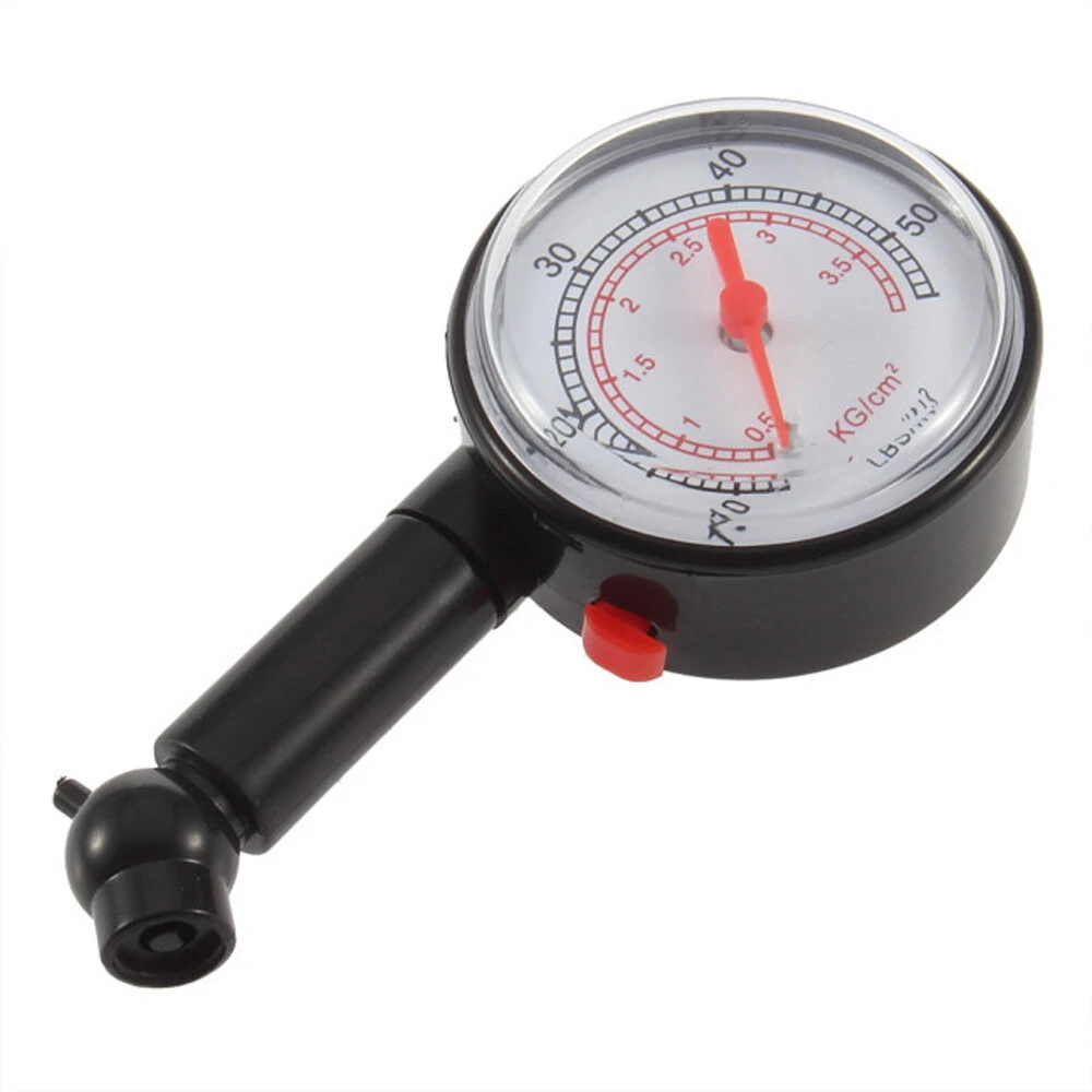 Dial Tire Pressure Gauge - 0-50 PSI & 0-3.5 BAR - Tyre Measurement Tool
