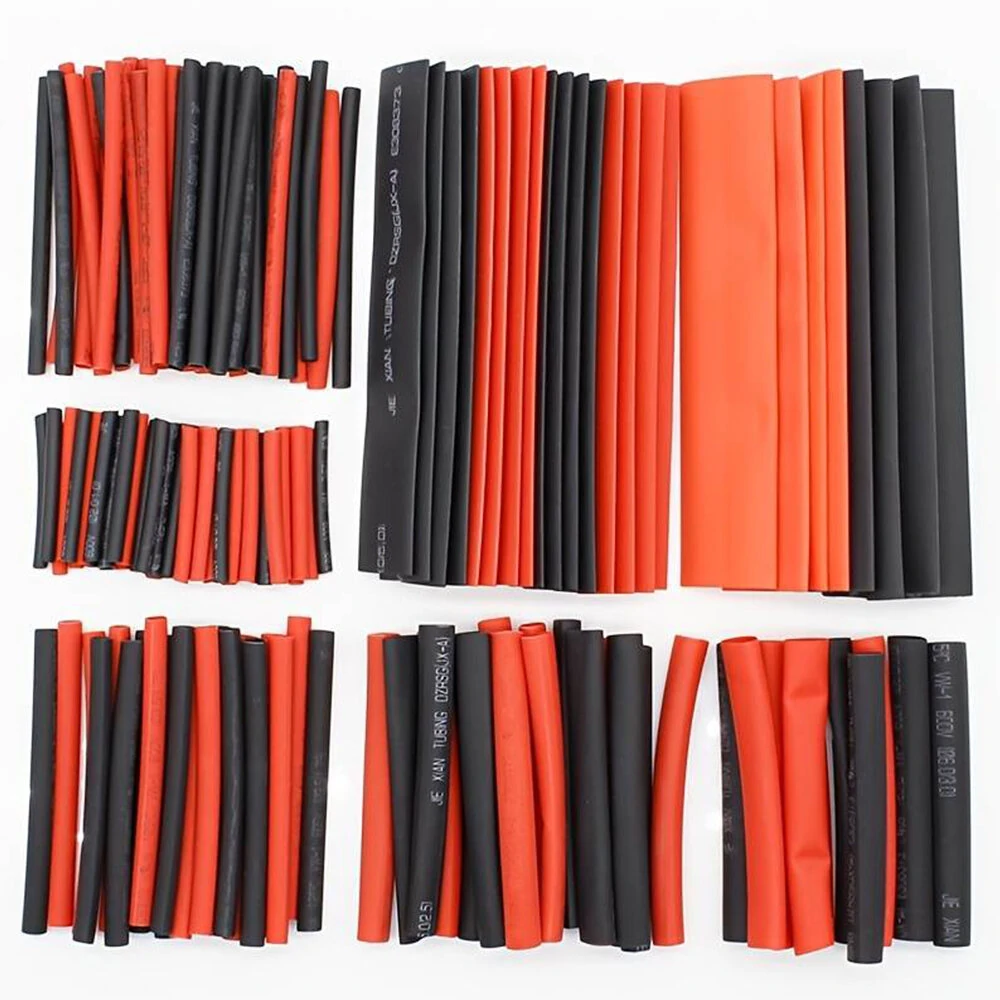 127 Pcs Heat Shrink Tubing Set - 2:1 Shrink Ratio Wire Protection Kit in Red & Black