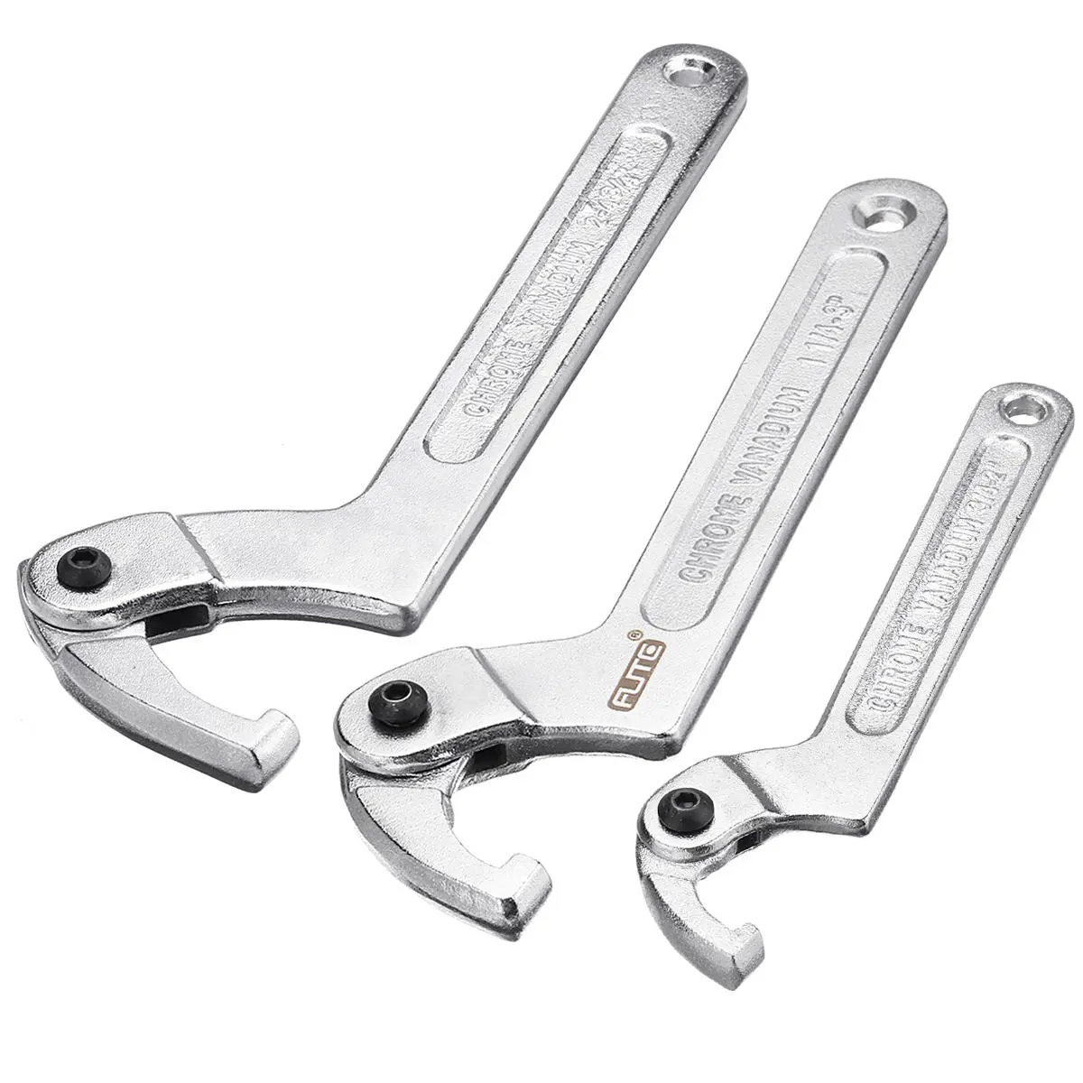 Chrome Vanadium Adjustable C-Spanner Wrench | 19-120mm Range | Hook Wrench Tool