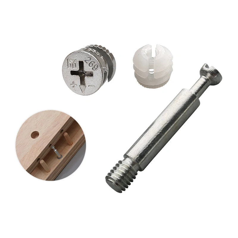 Wnew 20pcs 3-in-1 Furniture Connector Kit - Eccentric Wheel Nut & Screw Fixer for Dowel Jig