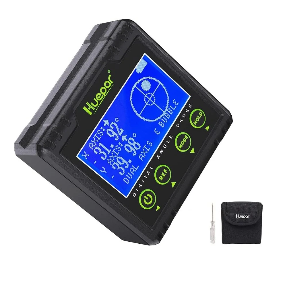 Huepar AG03 Digital Angle Gauge | Dual Axis Level Box with Magnetic Base & LCD