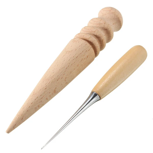 Leather Craft Hand Awl Punch Tool - Wood Handle Polishing DIY | Handmade