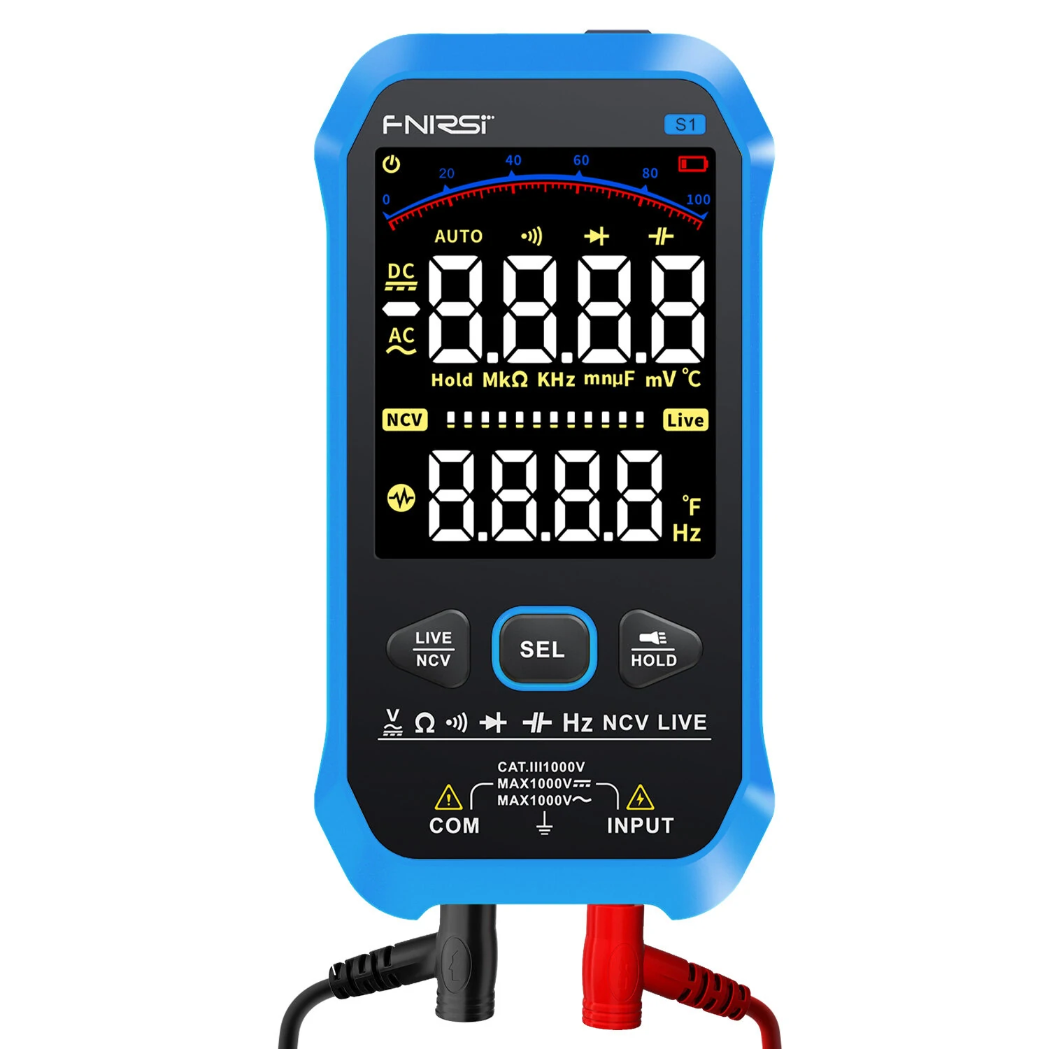 FNIRSI S1 Digital Multimeter - 9999 Counts | NCV, Capacitance & Temp