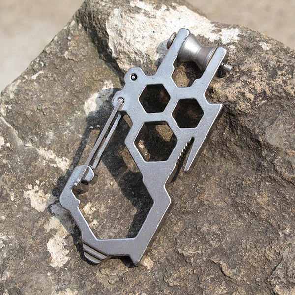 Stainless Steel EDC Carabiner Tool - Multifunction Hook & Bottle Opener