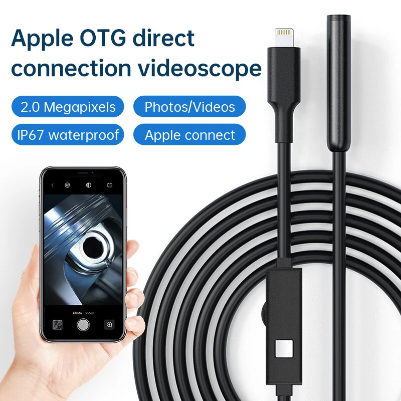 Endoscope Camera with Light - 1920P HD Borescope | 8 LED Lights, 16.4ft Cable, IP67 Waterproof for iPhone