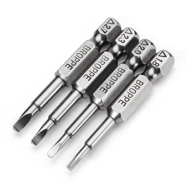 Broppe 4pcs 50mm Triangle Screwdriver Bits | 1/4 Inch Hex Shank Magnetic
