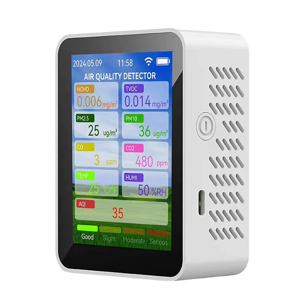 Tuya WiFi Air Quality Monitor - 14-in-1 Sensor for CO2 HCHO PM2.5 | Portable
