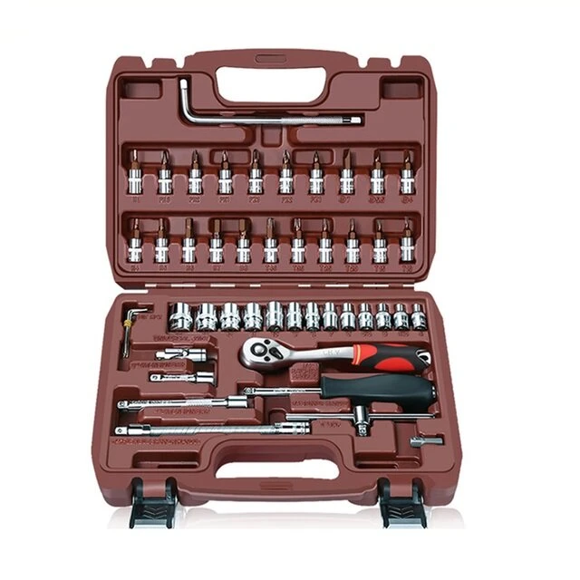 47PCS Universal Car Repair Tool Set - Ratchet & Torque Wrench with Bits & Keys