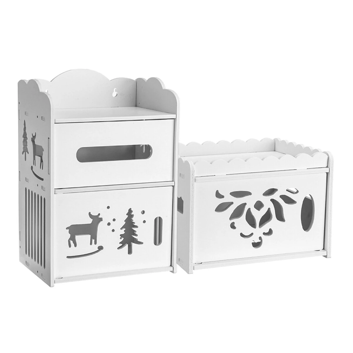 Toilet Paper Rack - Punch-Free Hollow Carved Tissue Box Holder | Hand Paper Box