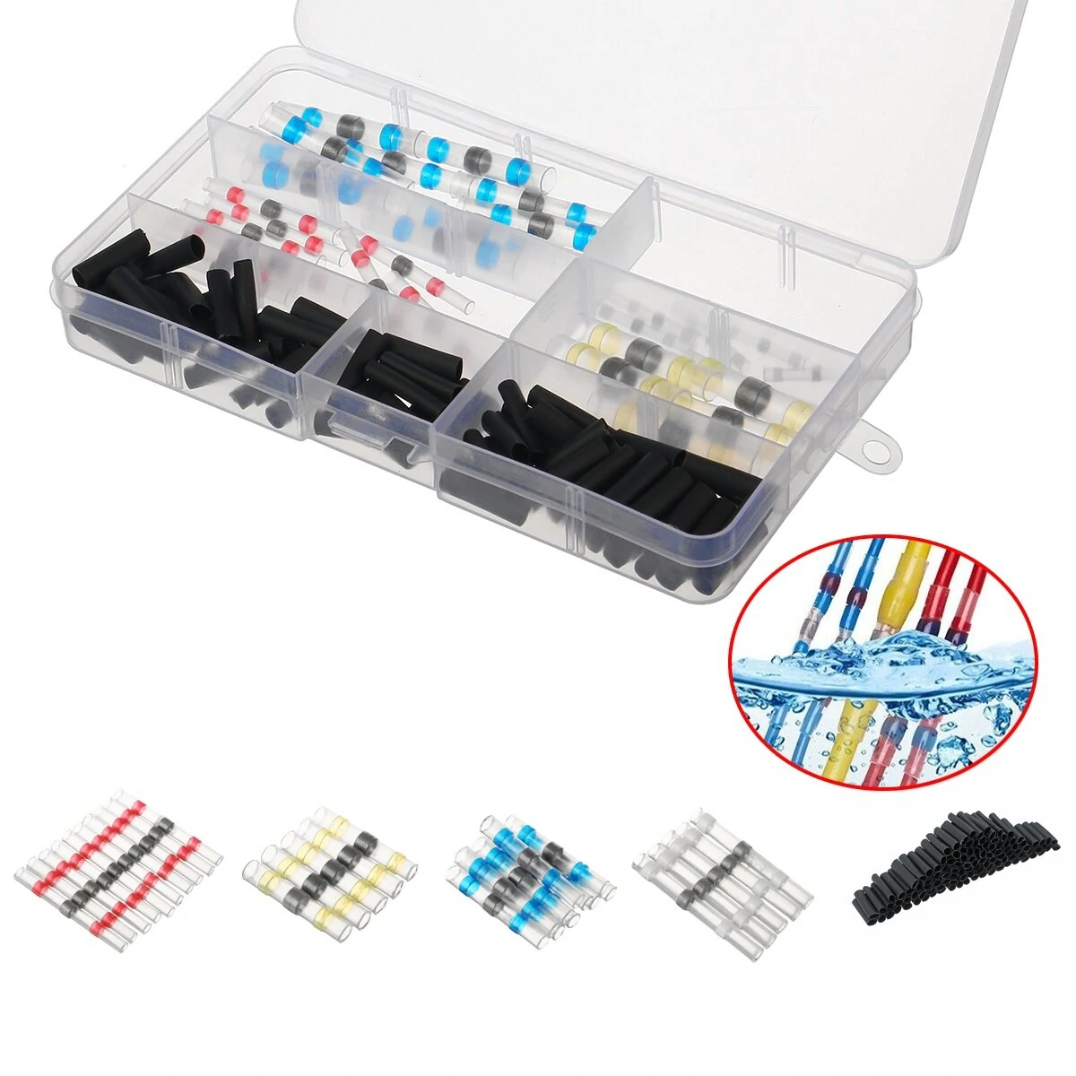 Solder Sleeve Heat Shrink Butt Connectors - 100Pcs Waterproof Wire Splice Terminals