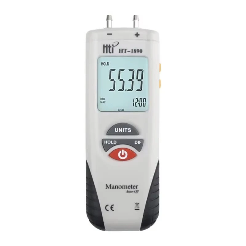 HTI HT-1890 Digital Manometer | Handheld Gas Pressure Gauge with Data Hold