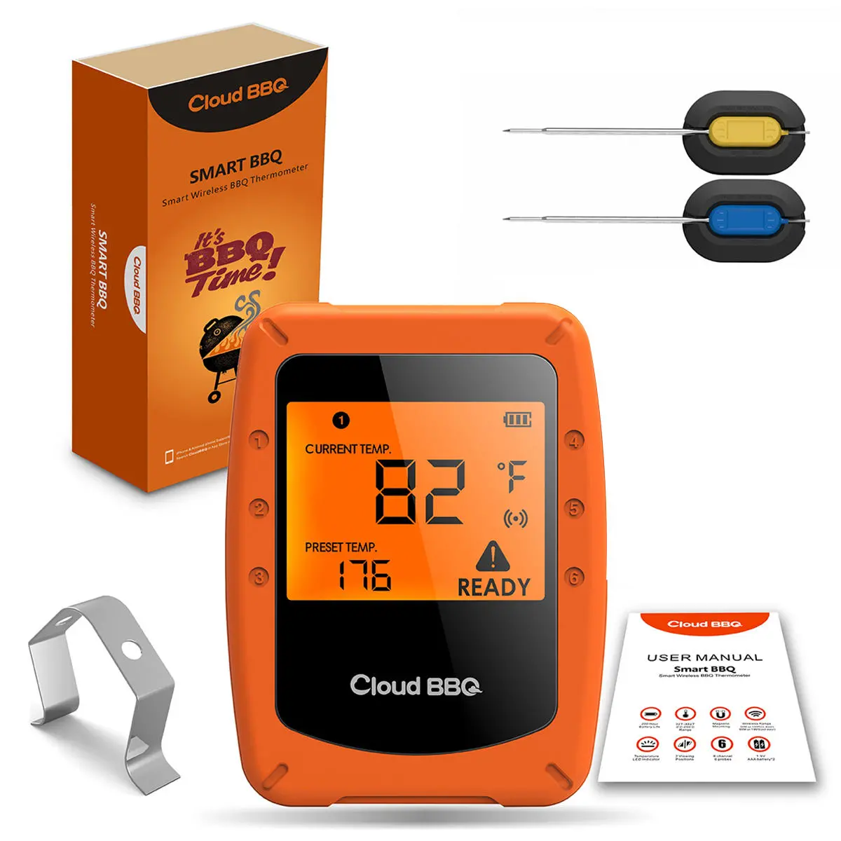 Wireless Smart Meat Thermometer | 2 Probes Bluetooth & WiFi for iOS Android